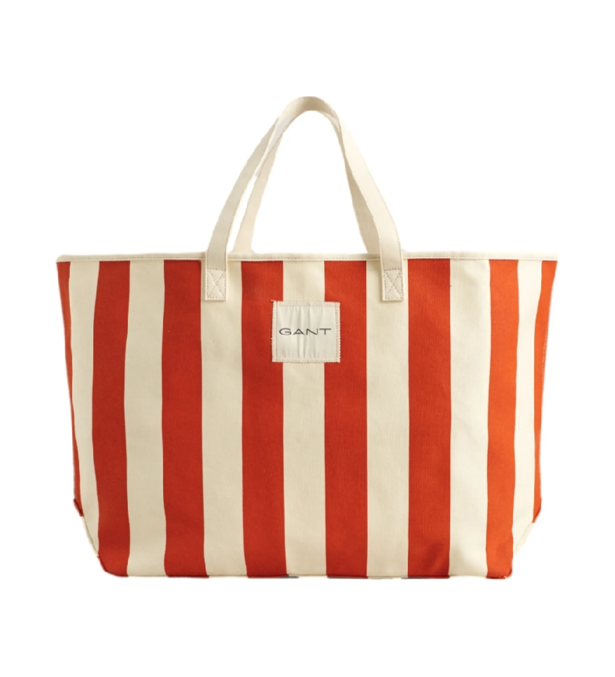 Bolso de playa de lona a rayas blanco, rojo