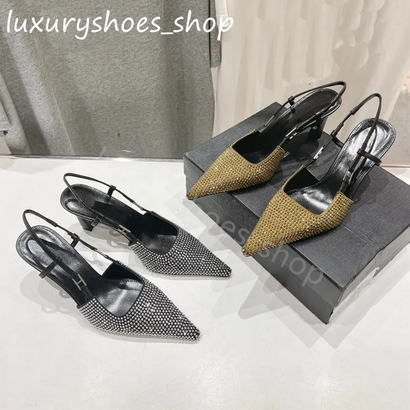 Bombas de reverencia de reverencias |Zapatos de noche adornados con cristal de 9.5 cm para mujeres