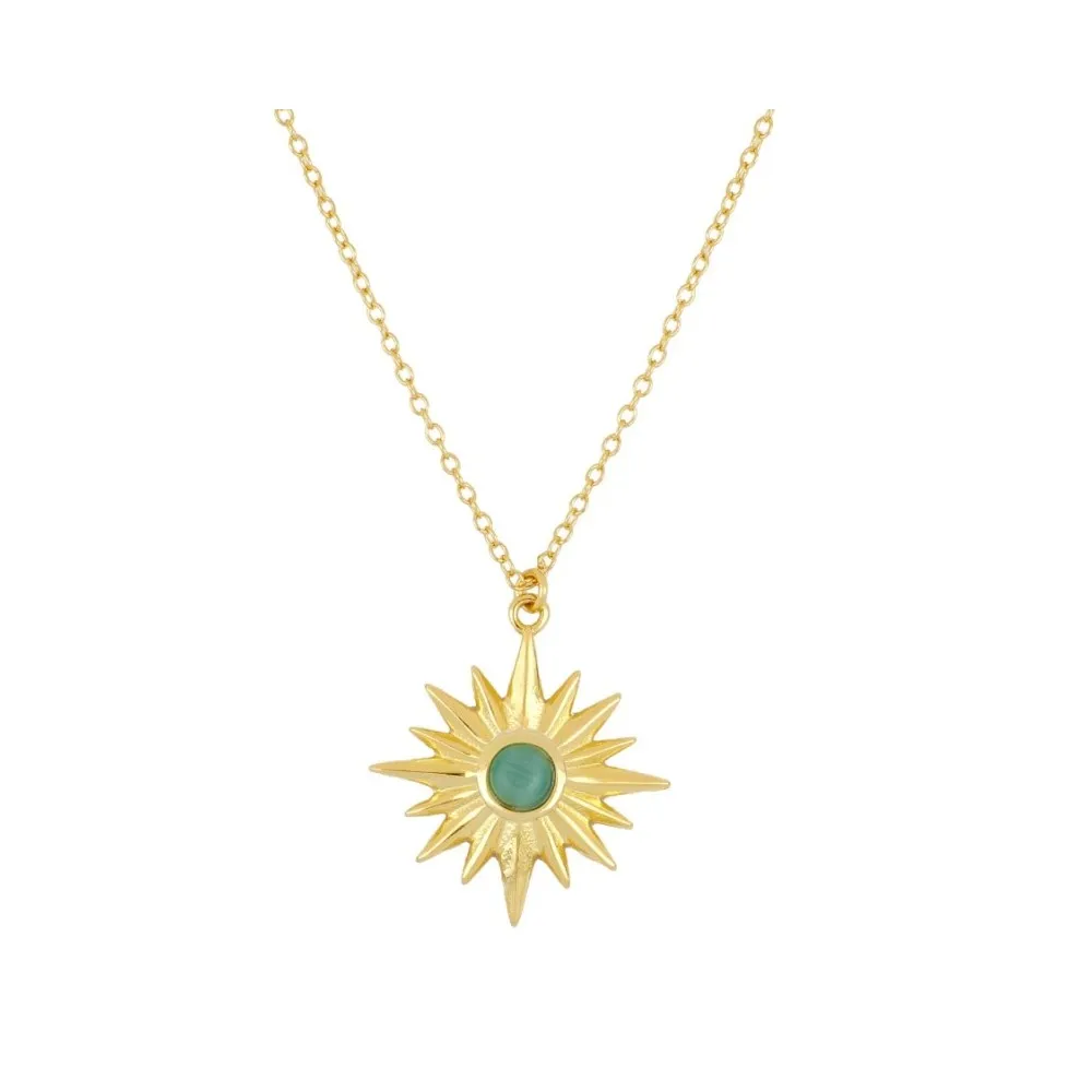Collar Sol Inca Ópalo Verde Oro