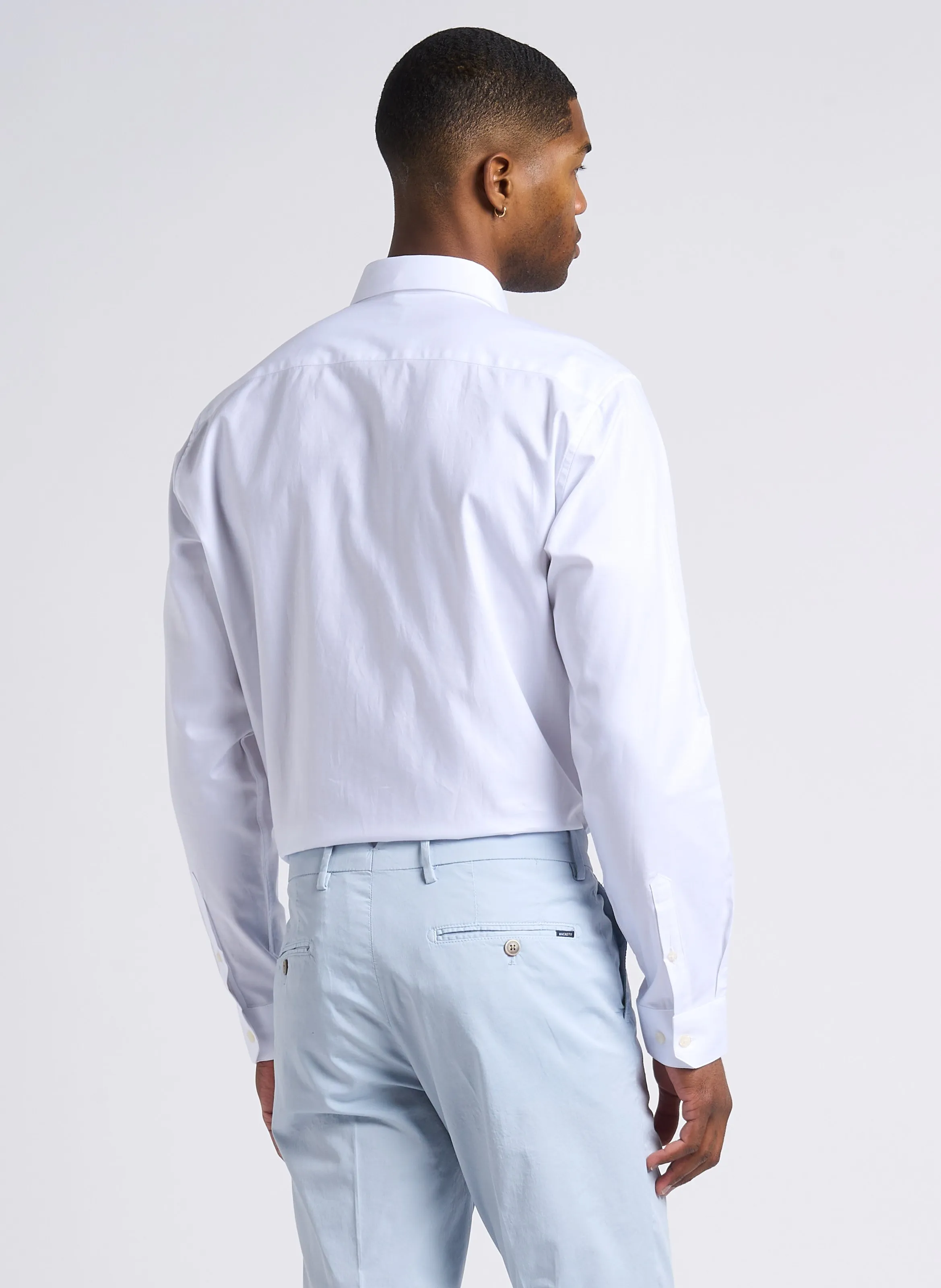 LAAVE - Camisa recta de algodón con cuello clásico en blanco