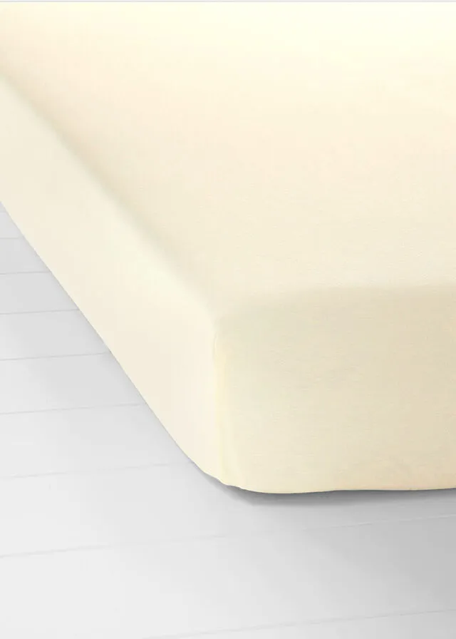 Sábana bajera en tejido de punto de algodón Blanco roto