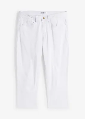 Vaqueros slim fit, talle medio, cropped Sarga blanca
