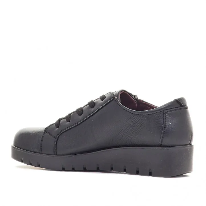 Zapatos cuña The Happy Monk carmina 03 negros con cremallera lateral